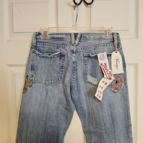 Miss Me Hummingbird Floral Embroidered Distressed Bootcut Marilyn Jean Bohemian - Picture 4 of 7